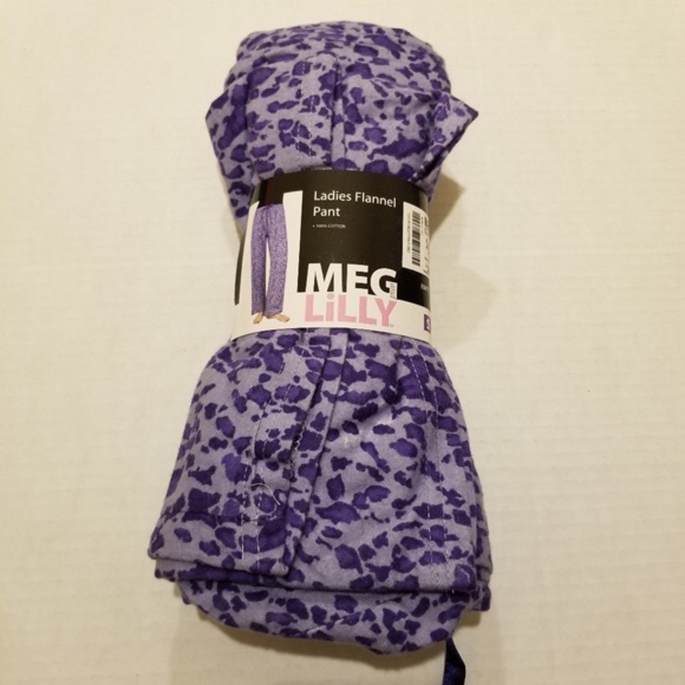 Meg and Lilly Purple Pajama Leopard Flannel Pants Small